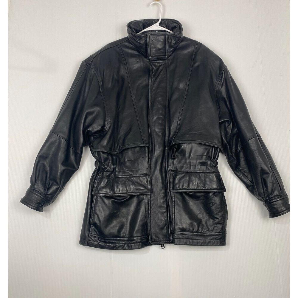 Marc By Andrew Marc Leather Jacket Men Size Medium Black Pockets,Winter Comfort